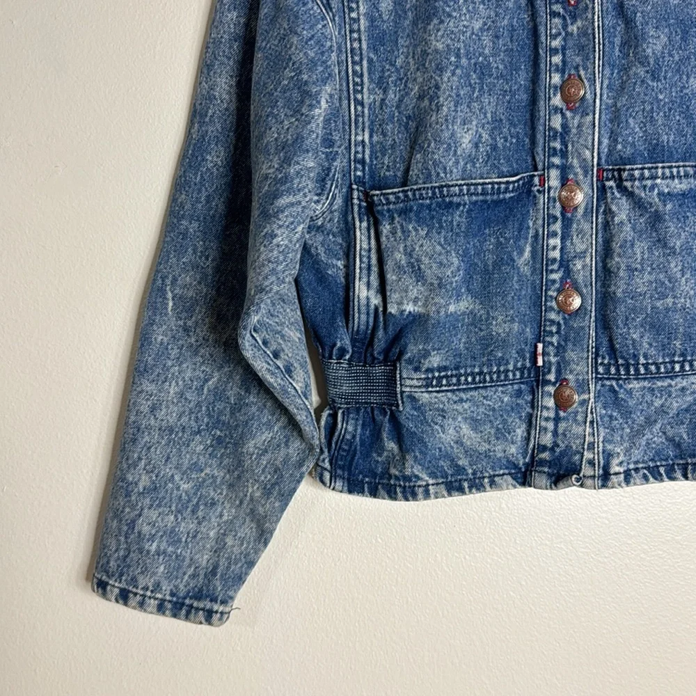 Levi's Kids Vintage Denim Jacket Acid Wash Snap‎ Button Down Blue Girls Large
